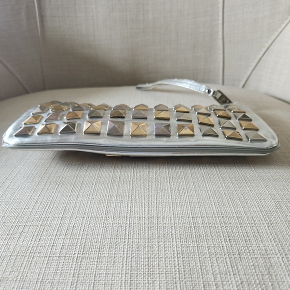 Marc by Marc Jacobs Emmy Envelope Leather Gold Studded and Silver Clutch - Picture 7 of 13